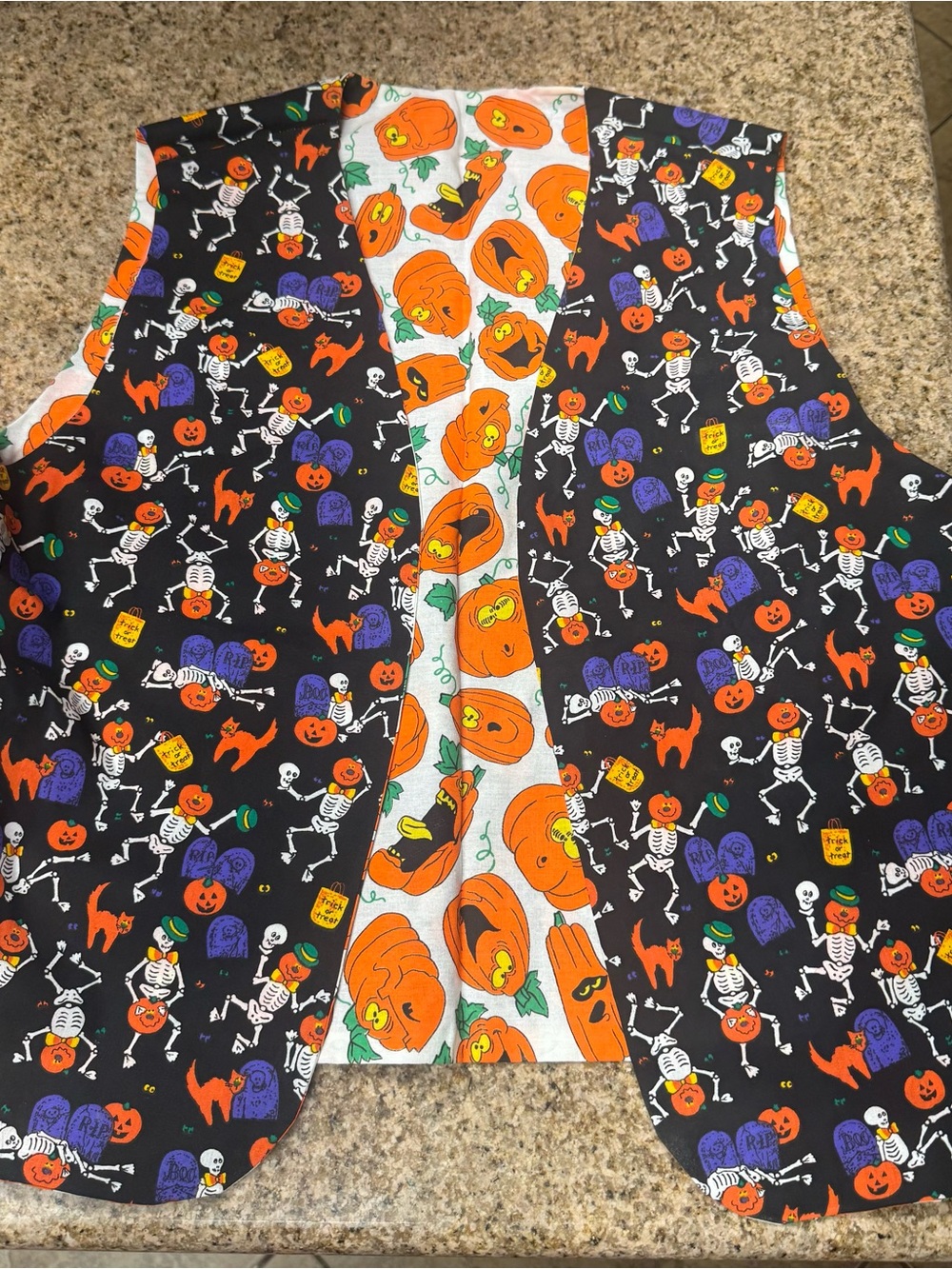 Large Halloween Pumpkin & Skeleton Halloween Vest - Black/Orange - Picture 1 of 4